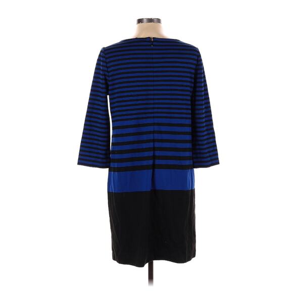 Ann Taylor Navy & Black Preppy Shift Dress Nautical Crew Neck Long Sleeve Sz L - Picture 2 of 12
